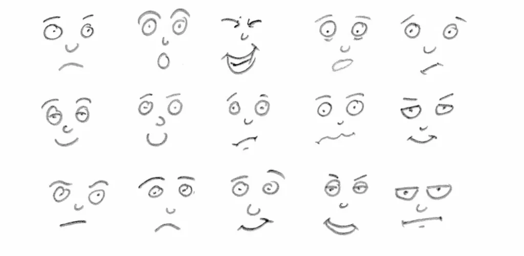 Easy Cartoon face expressions to draw