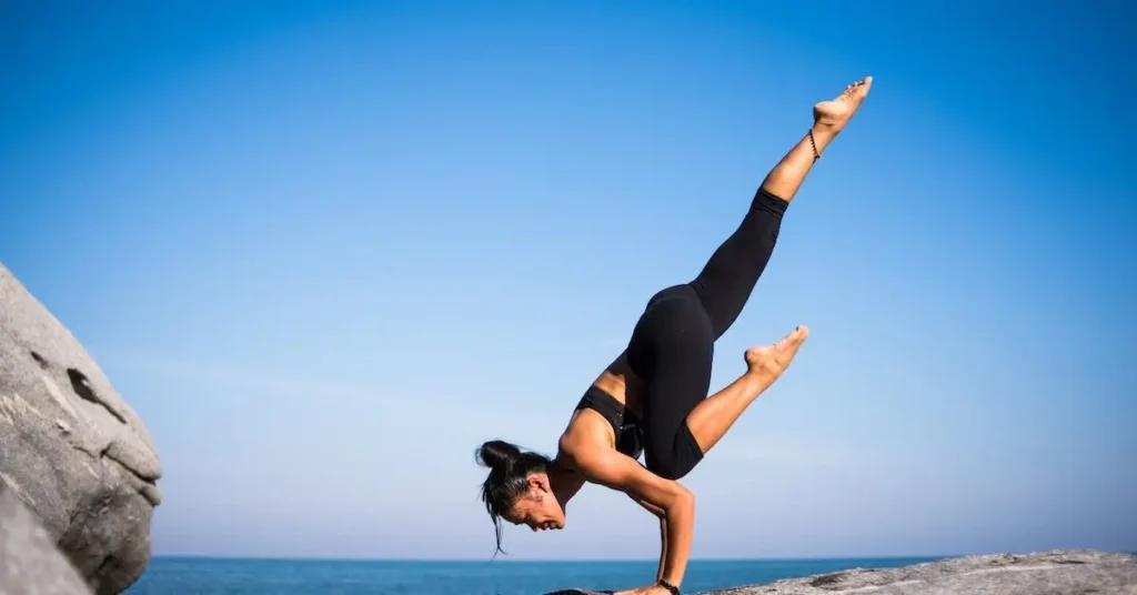 woman doing yoga as a female pose reference