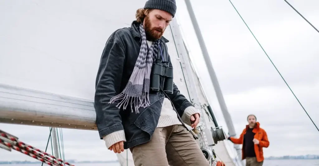 a man sailing as Clothes Drawing Reference