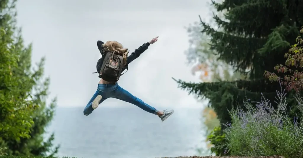 woman jumping as a female pose reference