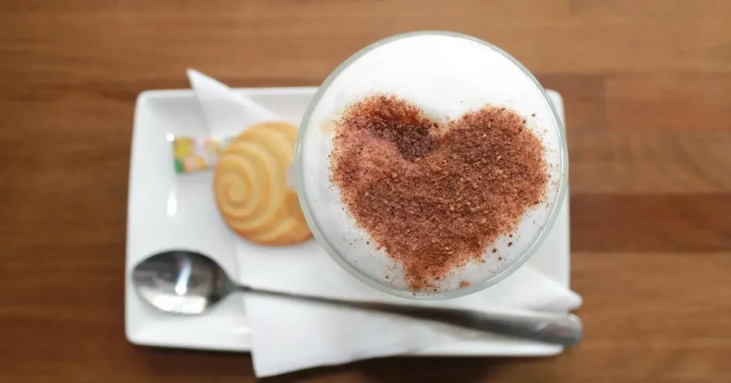 sugar heart on a coffee as heart drawing ideas