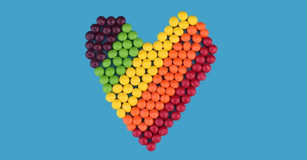 heart from skittles as heart drawing ideas