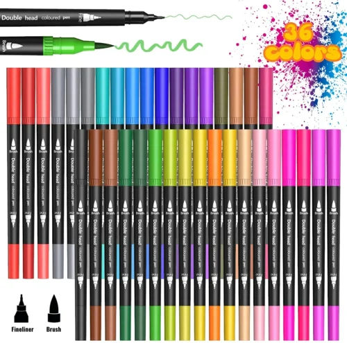 12 24 36 Colour Felt Tip Pens Watercolour Marker Pen Double Art Colouring Pens Fine Tip