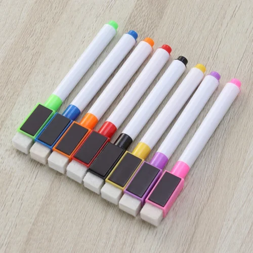 8PCS Portable Durable Multi Functional White Board Markers Magnetic Whiteboard Pen For Kindergarten Children Kids Baby