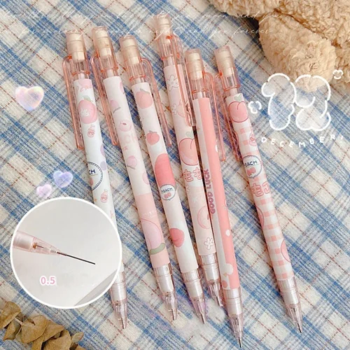 Cute Peach Dinosaur Mechanical Pencils with Refill Leads Erasers Kawaii Automatic Pencils Korean Stationery for School 2
