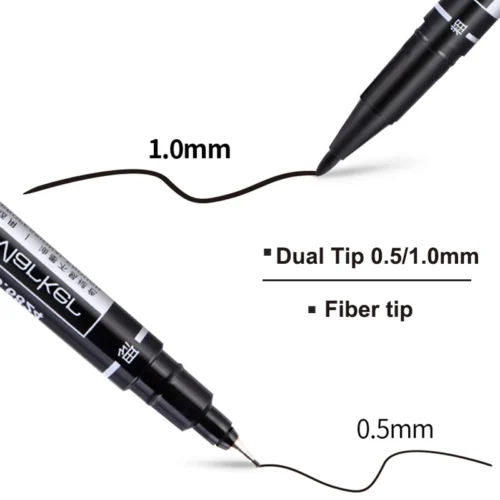 Deli 10pcs lot Permanent Marker Pen Multicolor Dual Tip 0 5 1 0 mm Nib Black 2