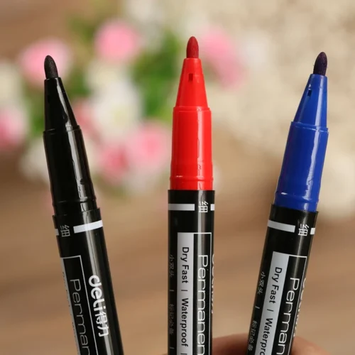 Deli 10pcs lot Permanent Marker Pen Multicolor Dual Tip 0 5 1 0 mm Nib Black 4