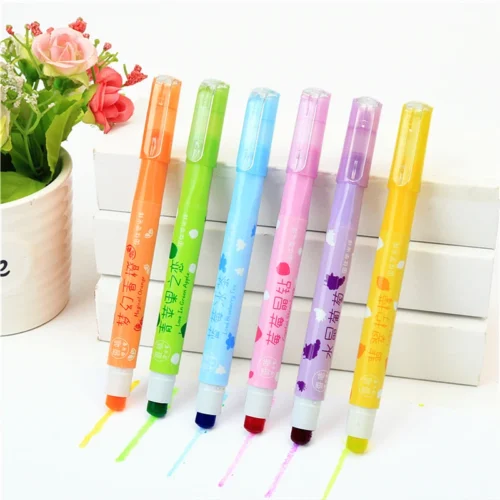 Fruit scented Highlighter Solid rotating retractable creative marker pen Children s art painting color pen