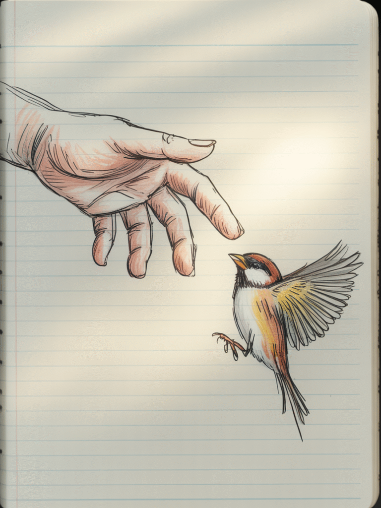 cool sketch ideas hand and bird