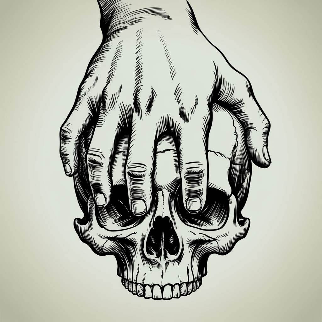 cool sketch ideas hand holding a skull