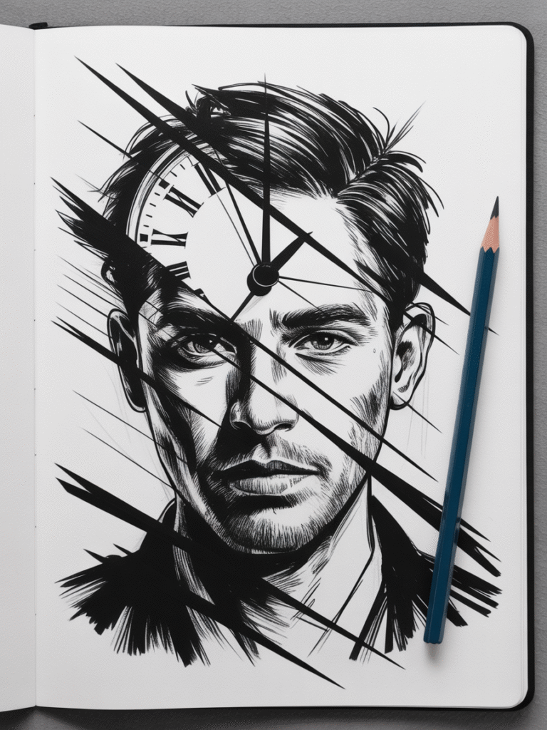 cool sketch ideas face and time