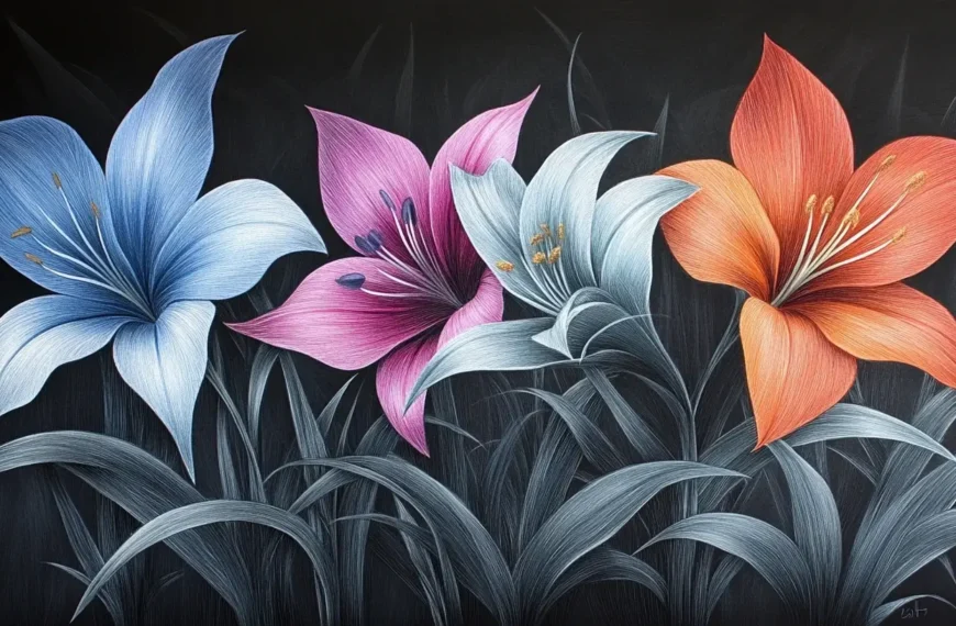 black paper drawing color ideas flowers