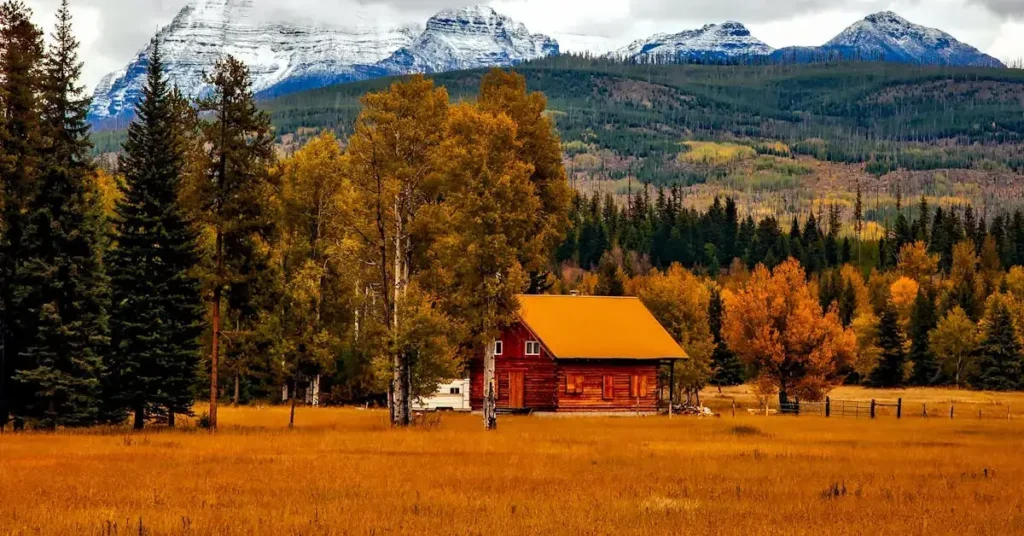 easy fall drawing ideas autumn landscape with cabin