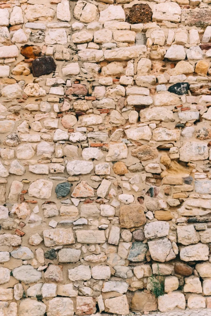 stone wall drawing references small brown and yellow stones