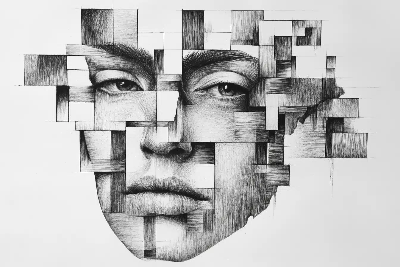 okso abstract pencil drawing of an human with a lot of fragm 5184702a 8630 4870 aa8d 417487a88a37 1